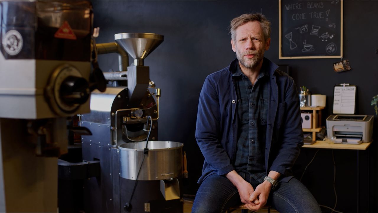 Tony Jacobsen talks Light Roast — frame 1. Director of Photography Patrick D. A. Webb.